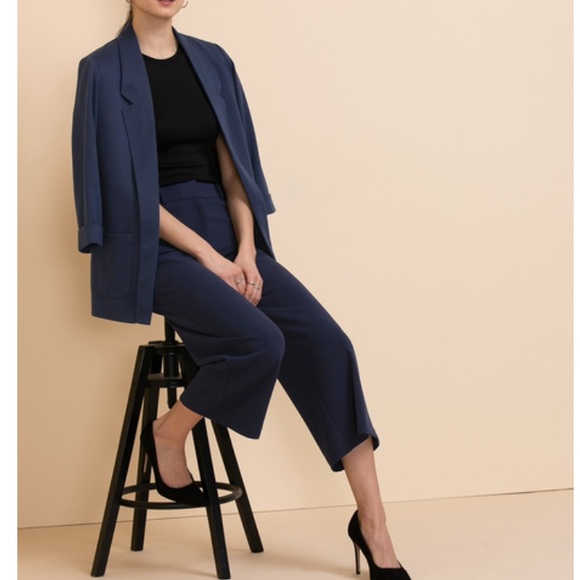 Ricki’s Scuba Crepe Wide-Crop Navy Pant - Picture 2 of 11